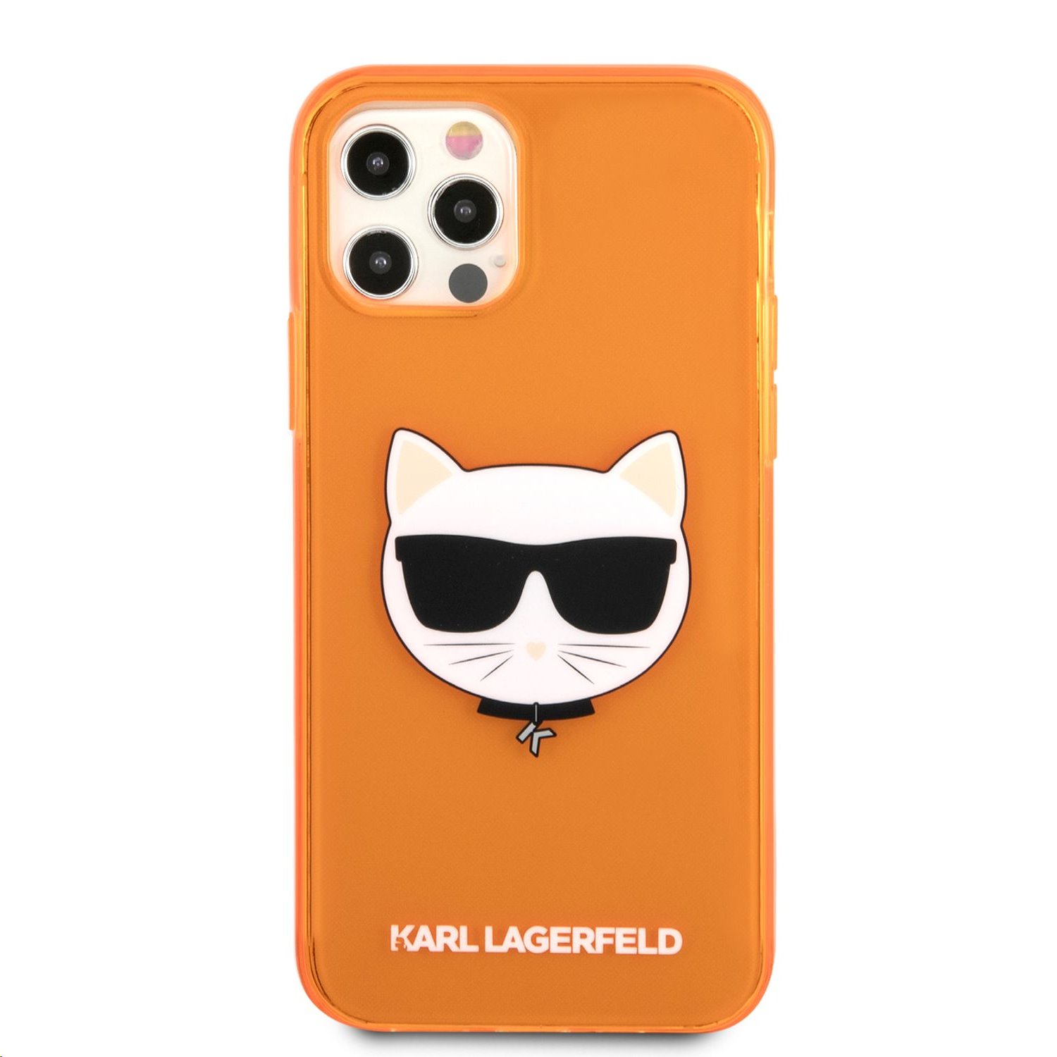 Silikonové pouzdro Karl Lagerfeld TPU Choupette Head KLHCP13XCHTRO pro Apple iPhone 13 Pro Max, oranžová