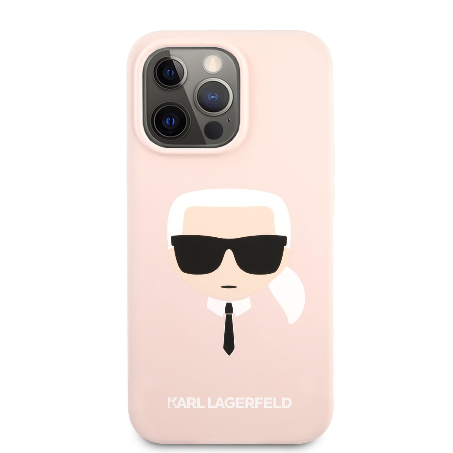 Zadní kryt Karl Lagerfeld Liquid Silicone Karl Head KLHCP13MSLKHPI pro Apple iPhone 13, růžová
