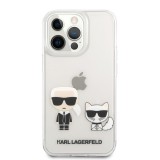 Zadní kryt Karl Lagerfeld PC/TPU Ikonik Karl and Choupette KLHCP13MCKTR pro Apple iPhone 13, transparentní 