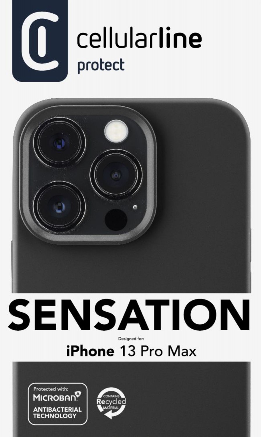 Silikonový kryt Cellularline Sensation pro Apple iPhone 13 Pro Max, černá