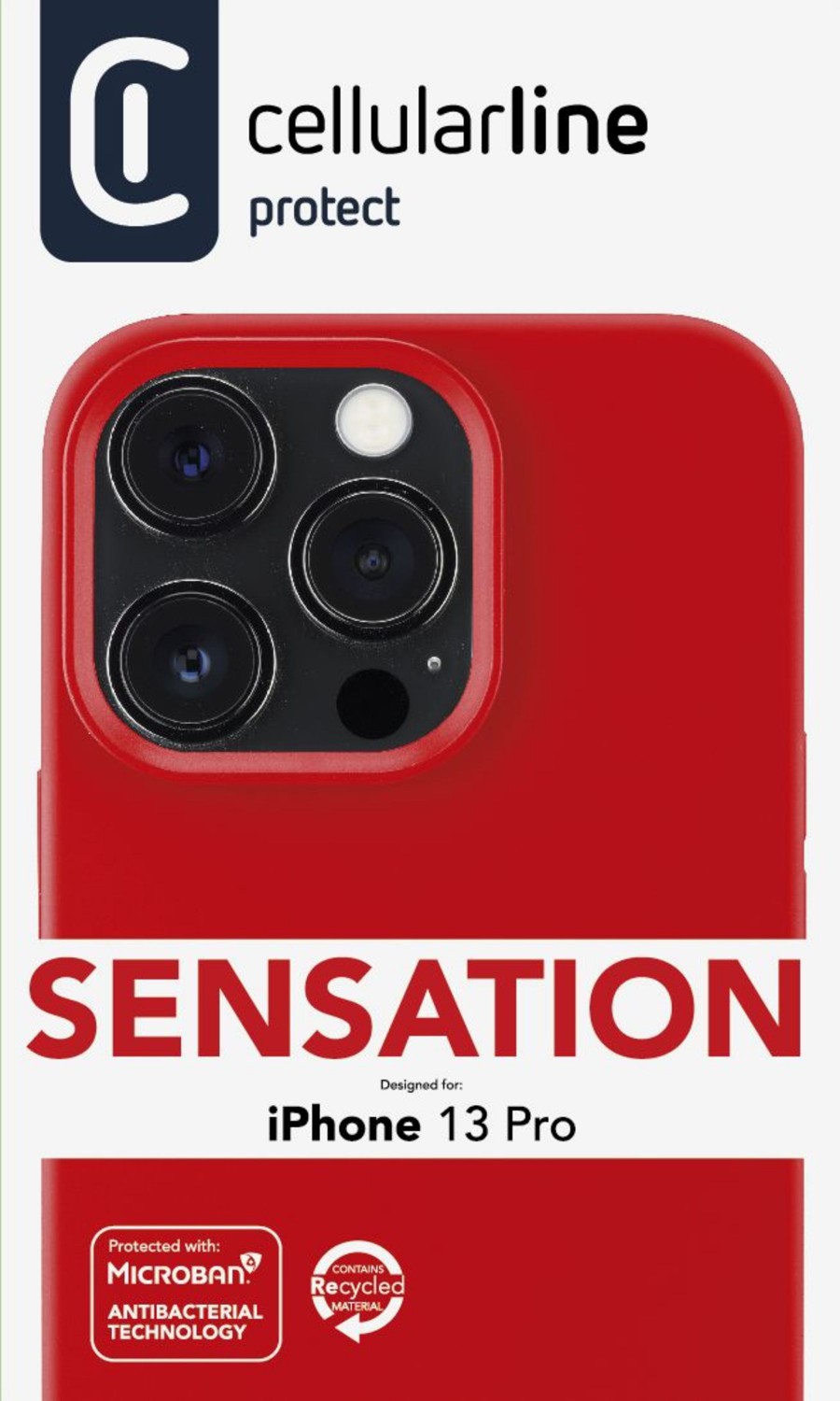 Silikonový kryt Cellularline Sensation pro Apple iPhone 13 Pro, červená