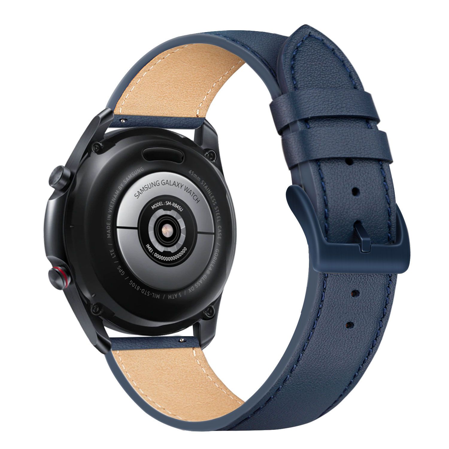 Kožený řemínek FIXED Leather Strap s šířkou 22mm pro smartwatch, modrá