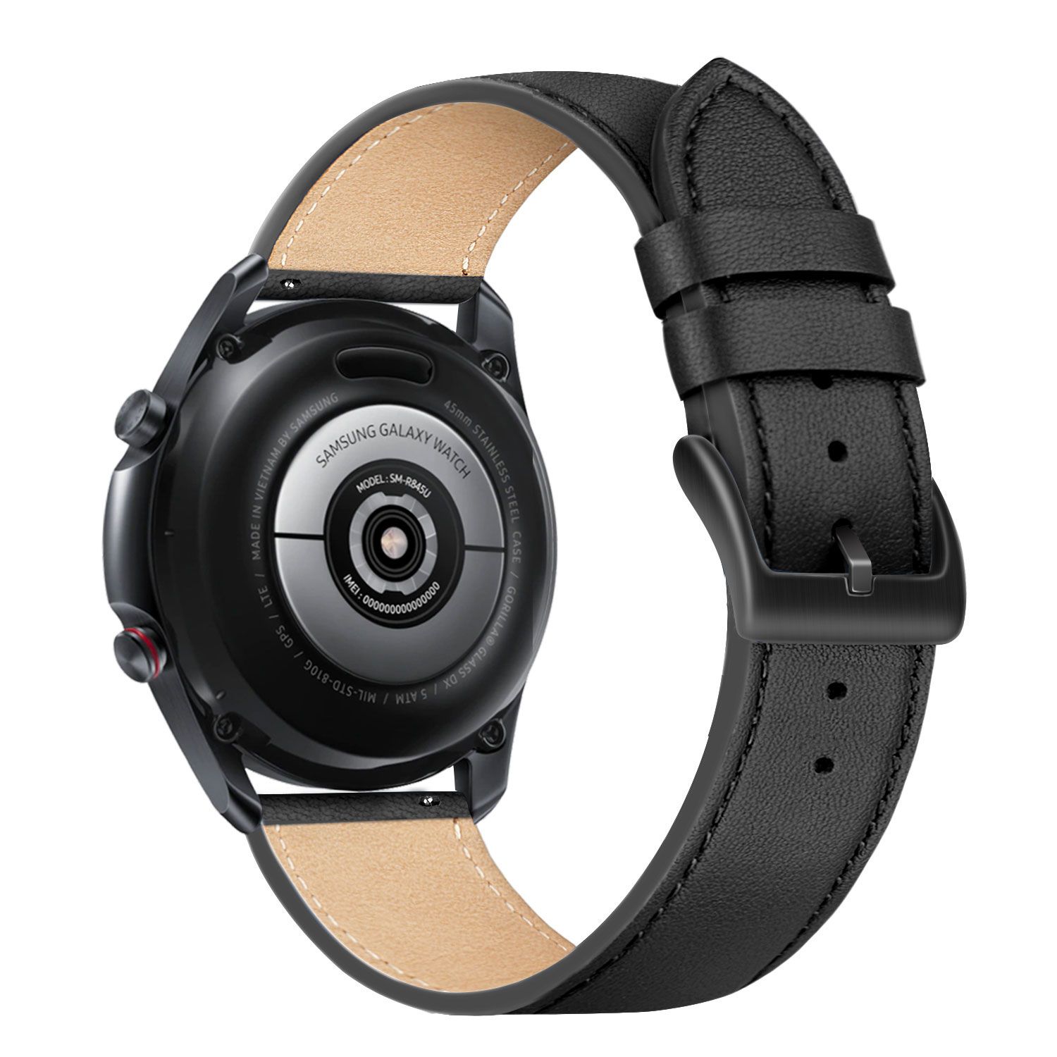 Levně Kožený řemínek FIXED Leather Strap s šířkou 22mm pro smartwatch, černá