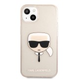Zadní kryt Karl Lagerfeld TPU Full Glitter Karl Head KLHCP13SKHTUGLGO pro Apple iPhone 13 mini, zlatá