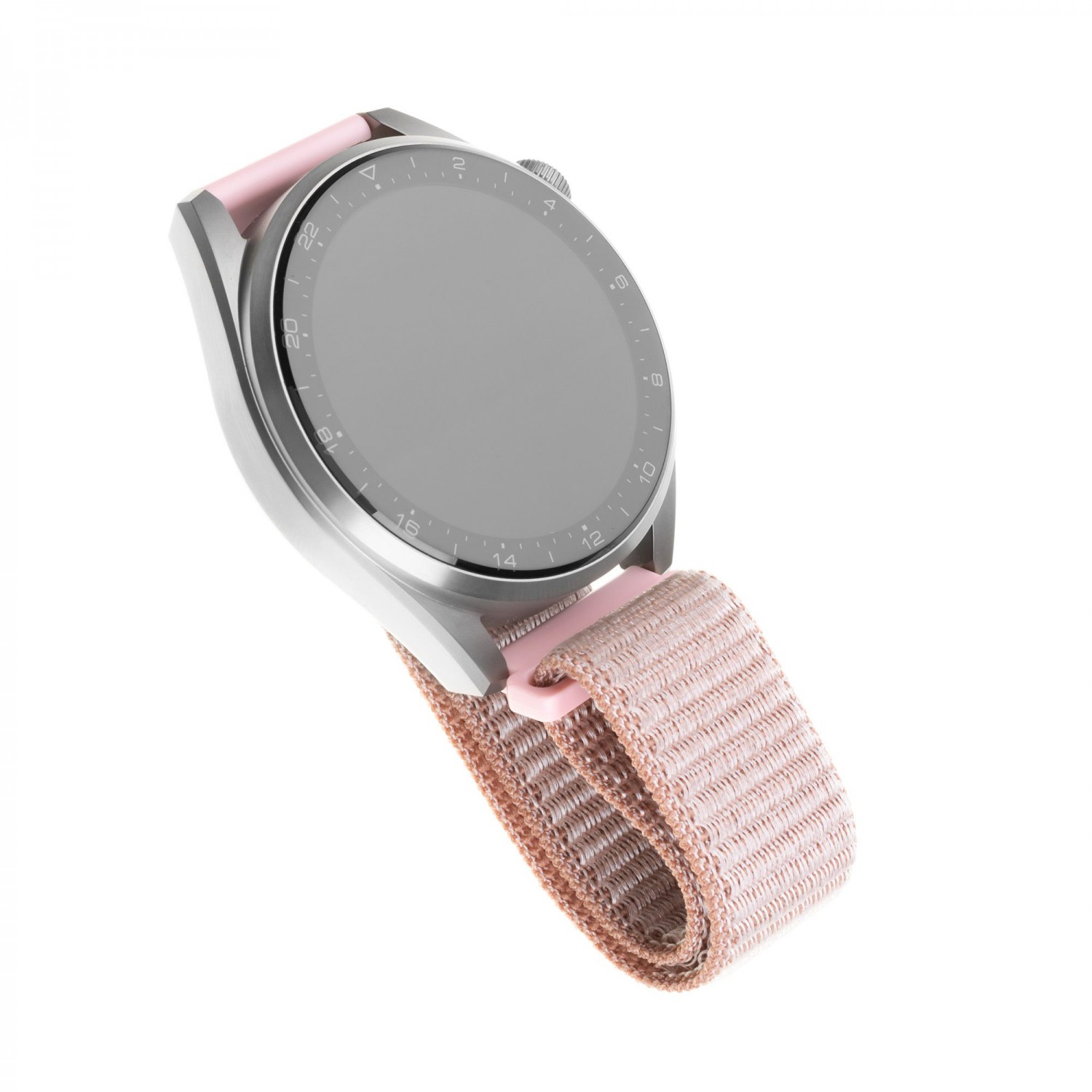 Levně Nylonový řemínek FIXED Nylon Strap pro smartwatch, šířka 22mm, růžová/zlatá