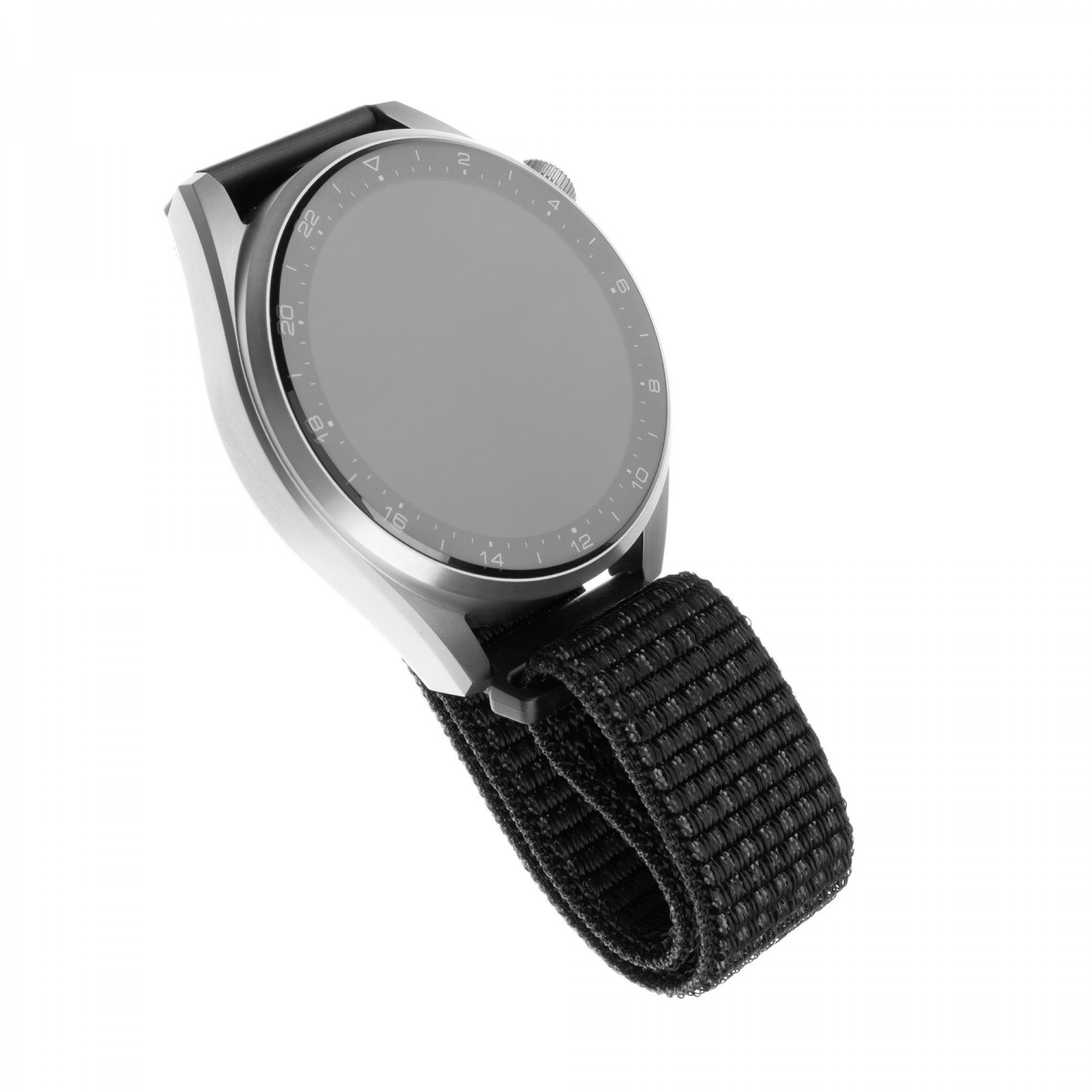 Levně Nylonový řemínek FIXED Nylon Strap pro smartwatch, šířka 22mm, reflexní černá