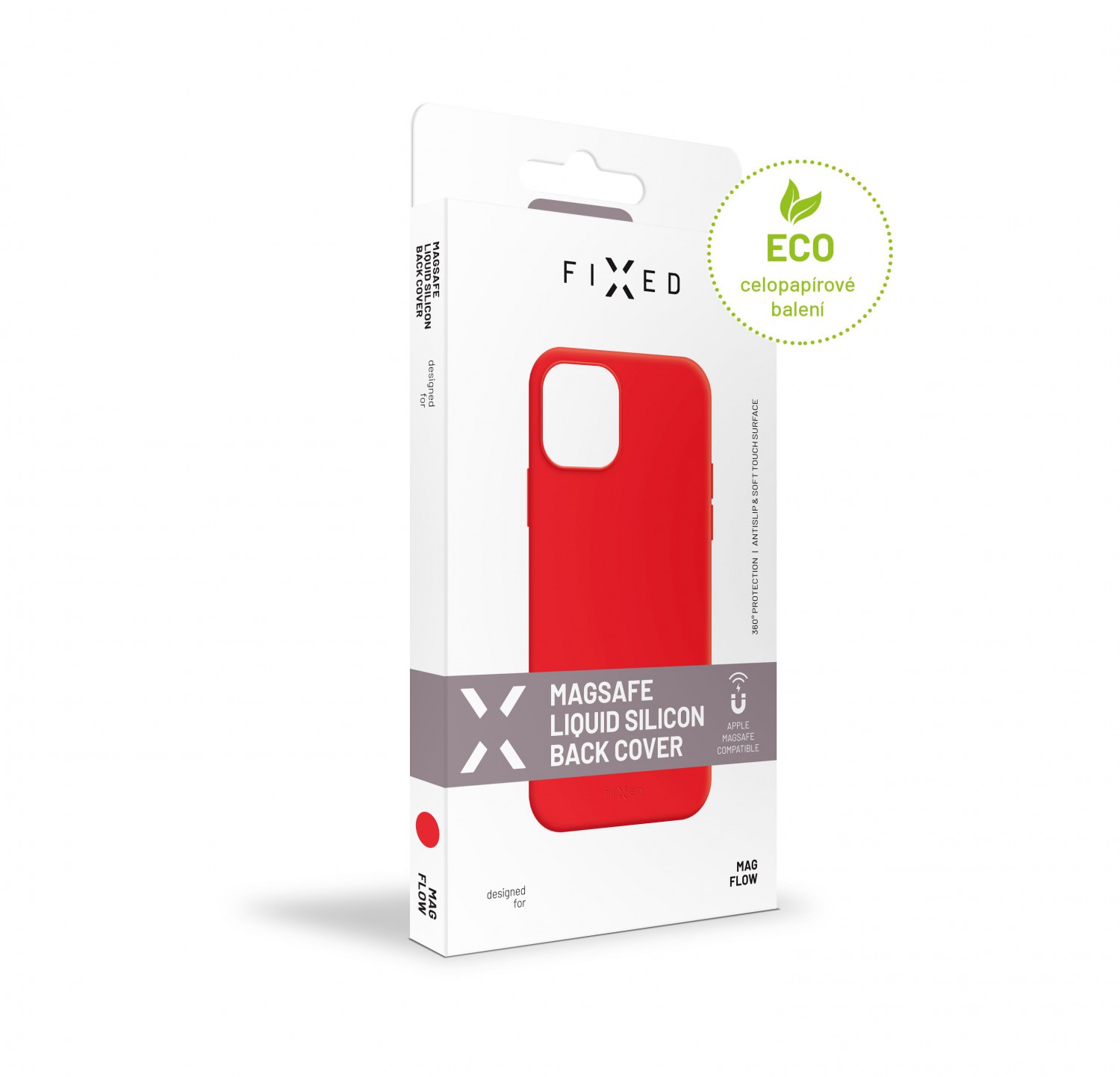 Zadní kryt FIXED MagFlow s podporou MagSafe pro Apple iPhone 13, červená