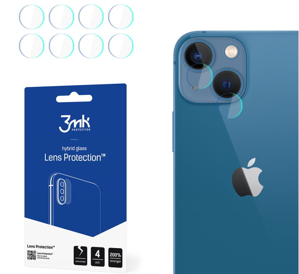Levně Hybridní sklo 3mk Lens ochrana kamery pro Apple iPhone 13 (4ks)