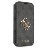 Flipové pouzdro, obal, kryt na Apple iPhone 13 Pro, Guess 4G Metal Logo GUBKP13L4GMGGR, šedá