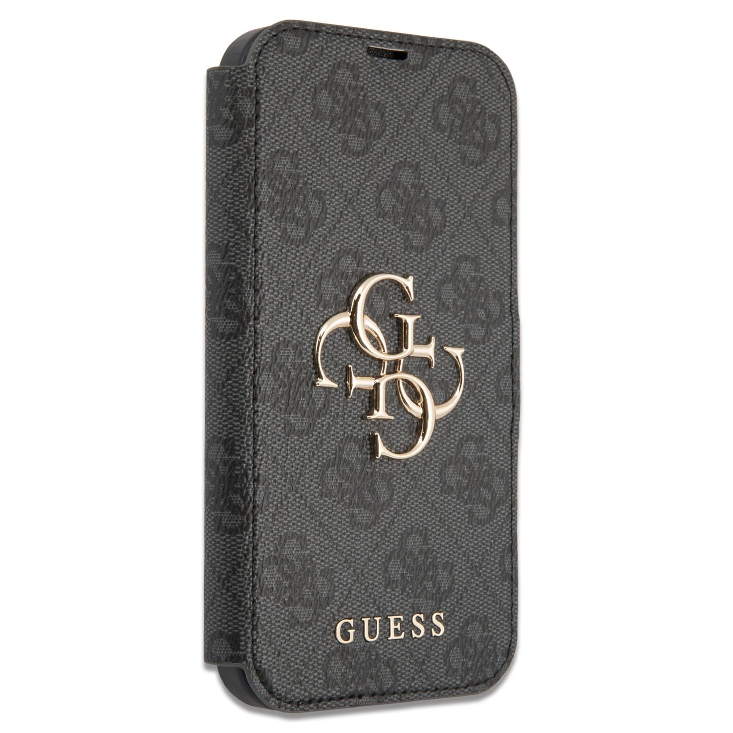 Flipové pouzdro, obal, kryt na Apple iPhone 13 Pro Max, Guess 4G Metal Logo GUBKP13X4GMGGR, šedá