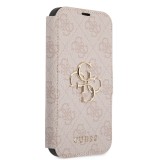 Flipové pouzdro, obal, kryt na Apple iPhone 13, Guess 4G Metal Logo GUBKP13M4GMGPI, růžová