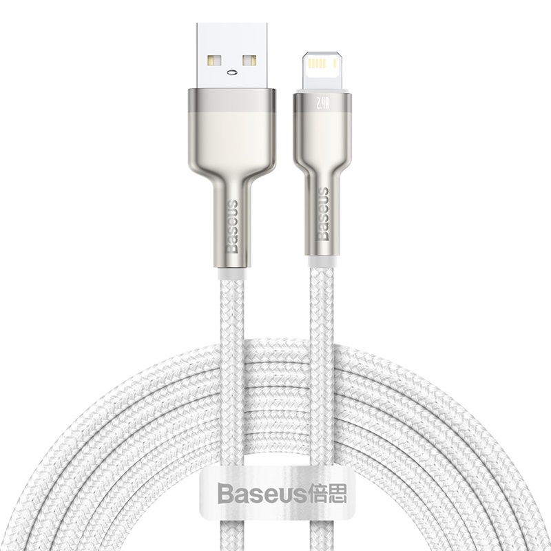 Datový kabel Baseus Cafule Series Metal Data Cable USB to iP 2.4A 2m, bílá