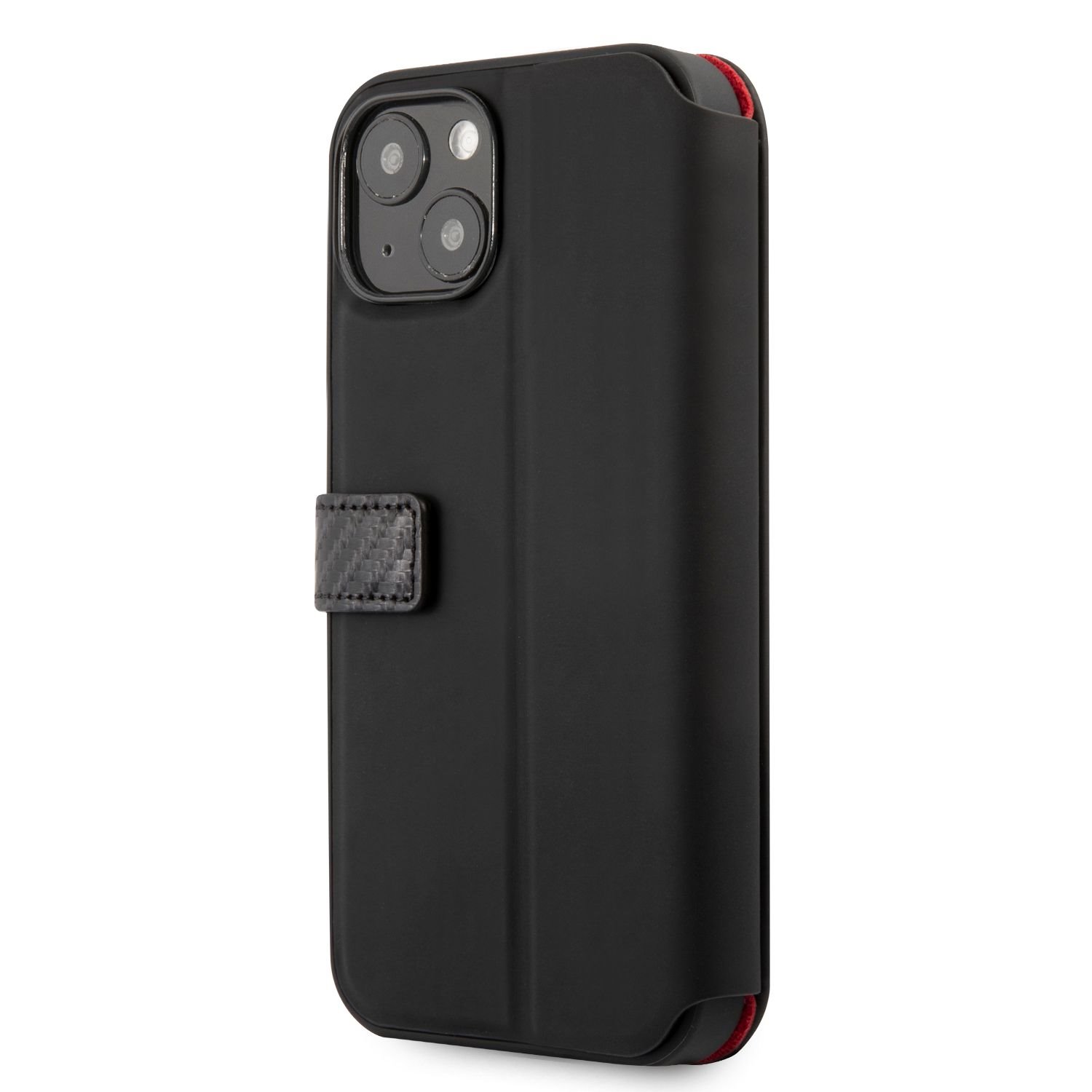 Flipové pouzdro, obal, kryt na Apple iPhone 13, Ferrari Smooth and Carbon FESAXFLBKP13MBK, černá