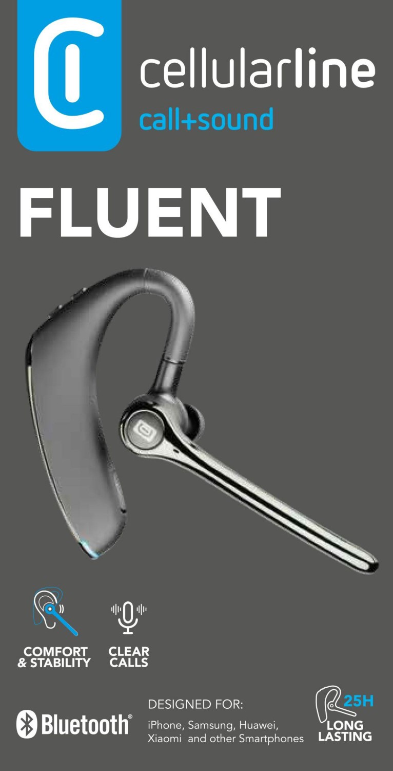 Bluetooth headset Cellularline Fluent v ergonomickém designu, černá