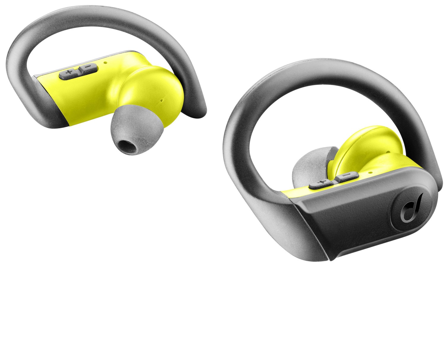Levně True wireless sluchátka Cellularline Sprinter se sportovními nástavci, černá/žlutá