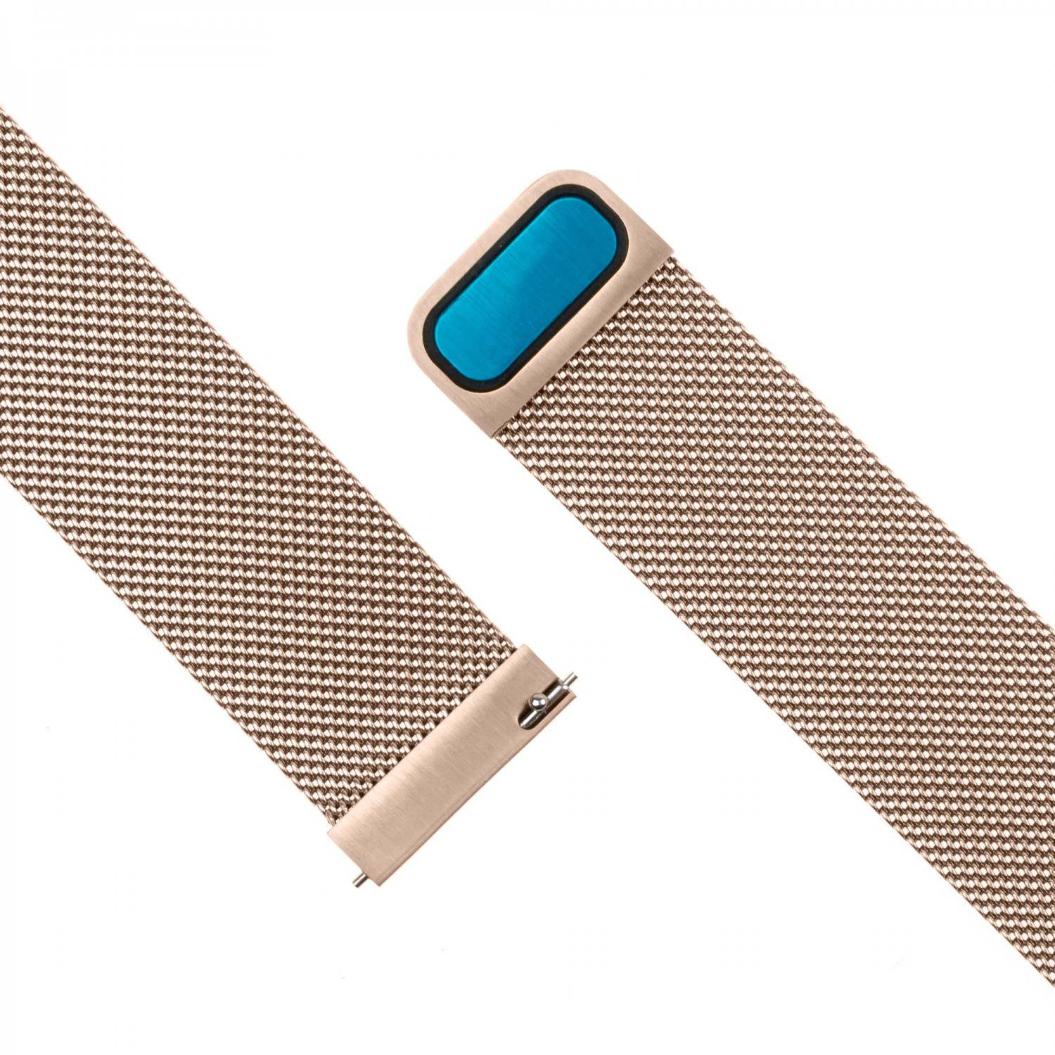 Síťovaný nerezový řemínek FIXED Mesh Strap pro smartwatch, šířka 22mm, růžová/zlatá