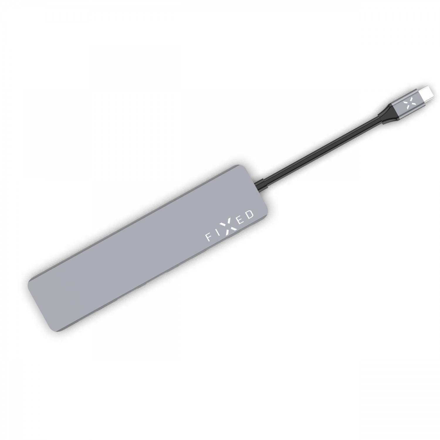 7-portový hliníkový USB-C FIXED HUB Card pro notebooky a tablety, šedá