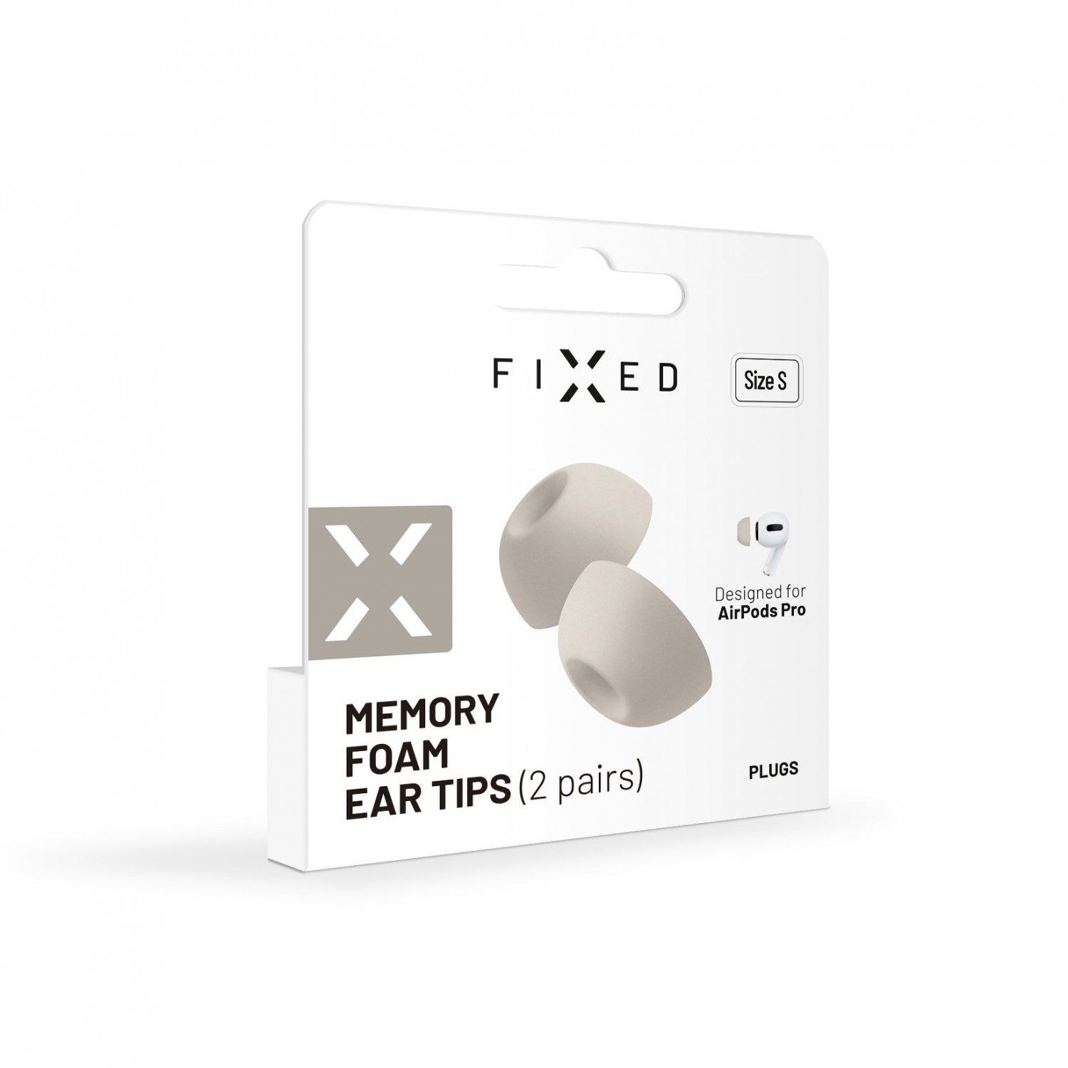 Špunty z paměťové pěny FIXED Plugs pro Apple Airpods Pro, 2 sady, velikost L