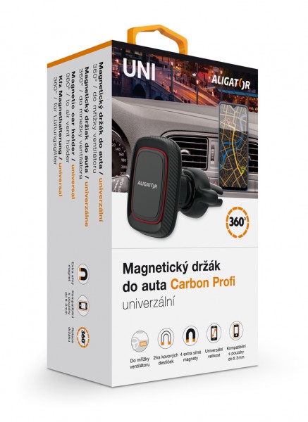 Magnetický držák do auta HA16 ALIGATOR Carbon Profi, univerzální, černá