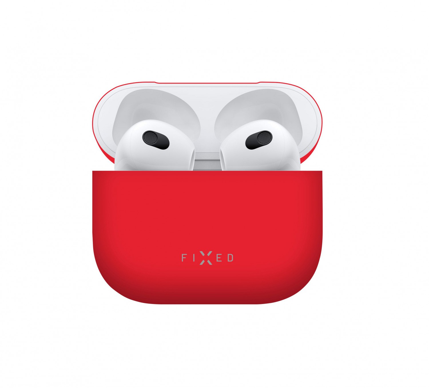 Ultratenké silikonové pouzdro pro Apple Airpods 3, FIXED Silky, červená