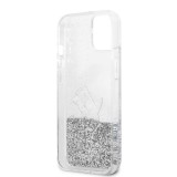 Zadní kryt na Apple iPhone 13 mini, Karl Lagerfeld Liquid Glitter Choupette Eat KLHCP13SGCFS, stříbrná
