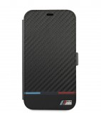 Flipové pouzdro na Apple iPhone 13 mini, BMW M Carbon Stripe BMBKP13SPUCARTCBK, černá