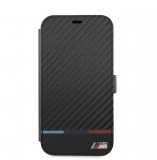 Flipové pouzdro na Apple iPhone 13 Pro, BMW M Carbon Stripe BMBKP13LPUCARTCBK, černá