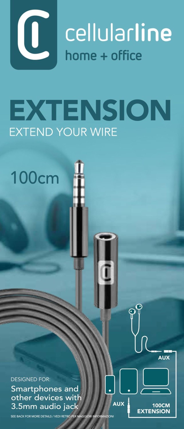 Prodlužovací AUX kabel Cellilarline Wired Extension s 3,5 mm konektorem