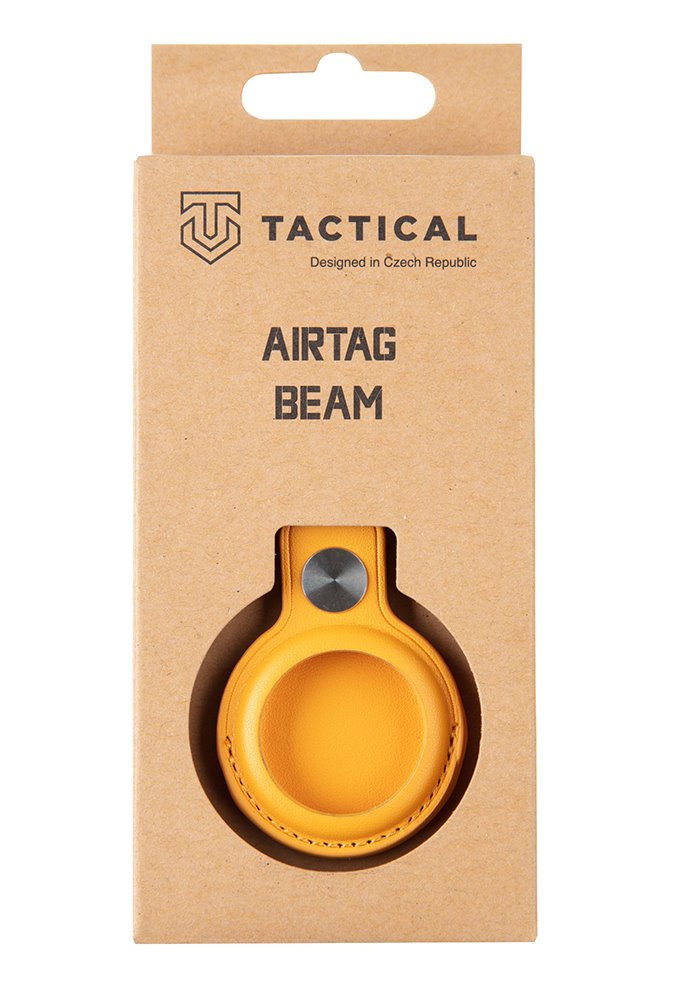 Kožené pouzdro Tactical Airtag Beam Leather, žlutá