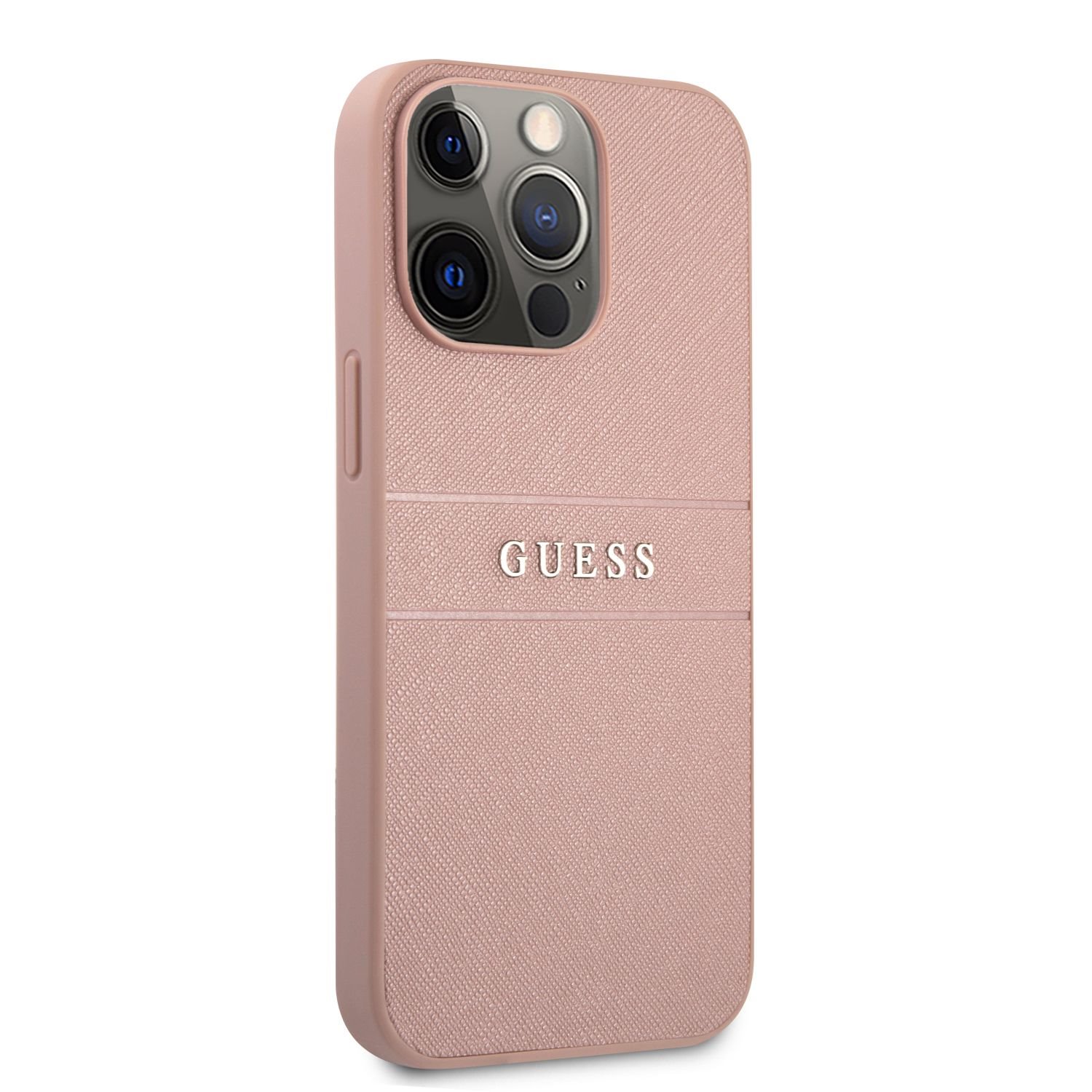 Zadní kryt Guess PU Leather Saffiano GUHCS22SPSASBPI pro Samsung Galaxy S22, růžová