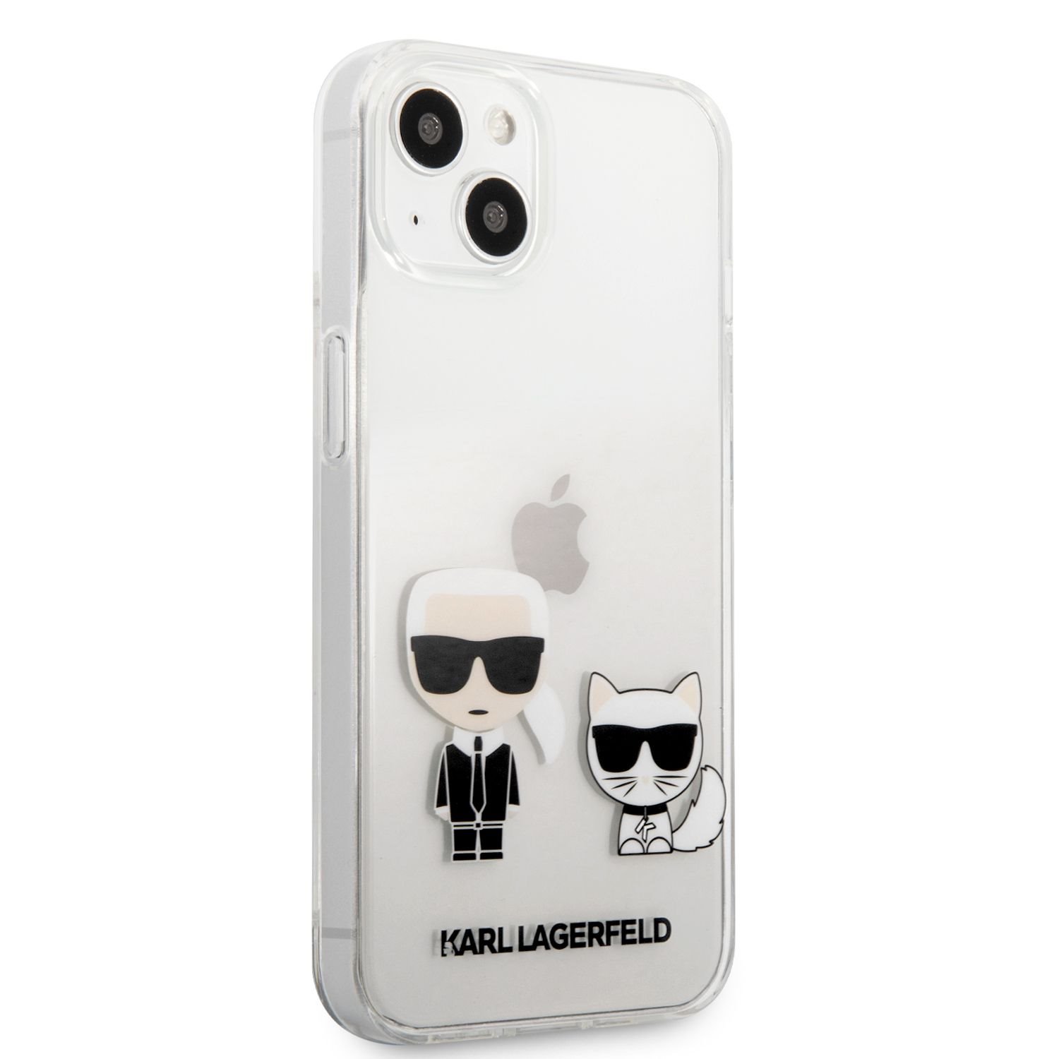 Zadní kryt Karl Lagerfeld PC/TPU Ikonik Karl and Choupette KLHCP13SCKTR pro Apple iPhone 13 mini, transparentní