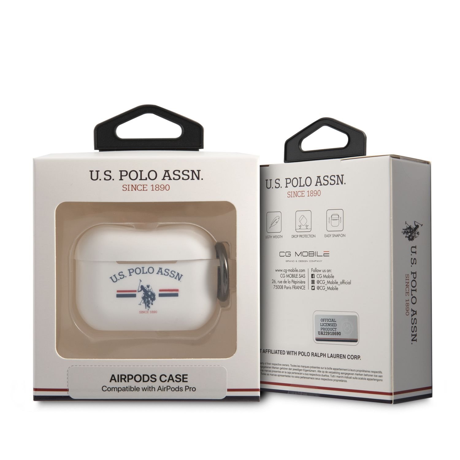 U.S. Polo Horses Flag USACAPSFGH silikonové pouzdro pro Airpods Pro, bílá