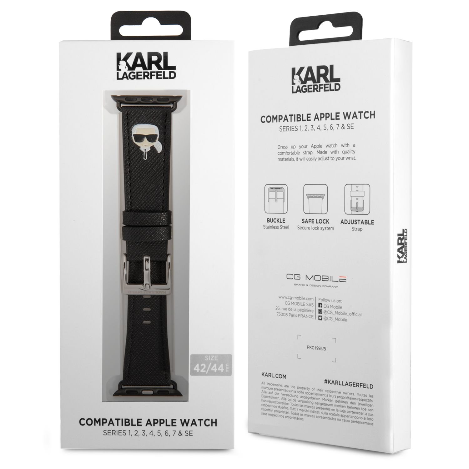PU řemínek Karl Lagerfeld Karl Head pro Apple Watch 42/44mm, black