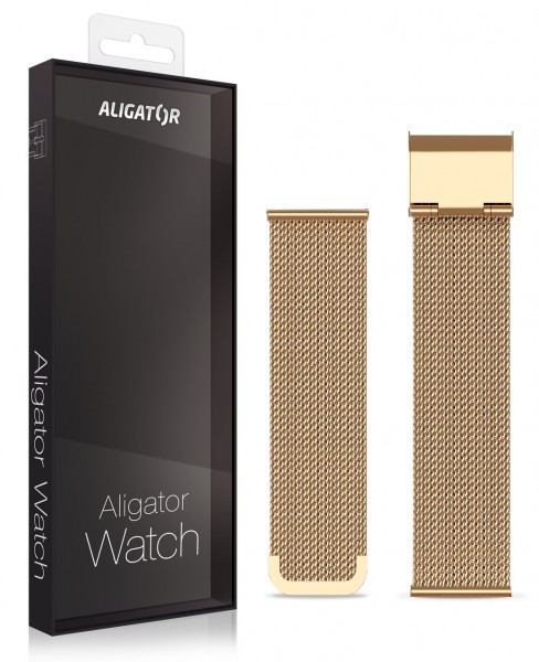 Náhradní kovový řemínek pro Aligator Watch Life 20mm, zlatá