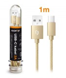 Datový kabel ALIGATOR TUBA 2A, USB-C, zlatá