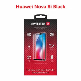 Tvrzené sklo Swissten Full Glue, Color Frame, Case Friendly pro Huawei Nova 8i, černá