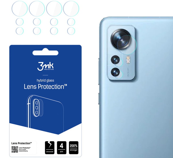 Hybridní sklo 3mk Lens ochrana kamery pro Xiaomi 12/Xiaomi 12X (4ks)
