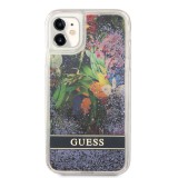 Zadní kryt Guess Liquid Glitter Flower pro Apple iPhone 11, modrá