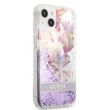 Zadní kryt Guess Liquid Glitter Flower pro Apple iPhone 13 mini, nachová