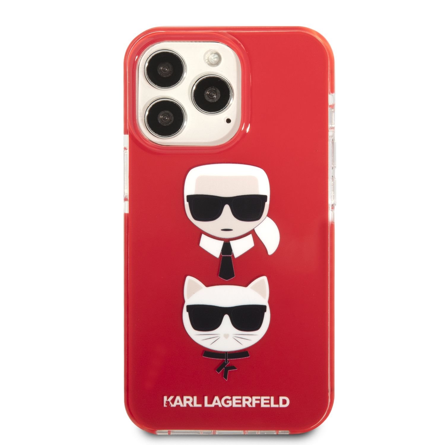 Zadní kryt Karl Lagerfeld TPE Karl and Choupette Heads pro Apple iPhone 13 Pro Max, červená