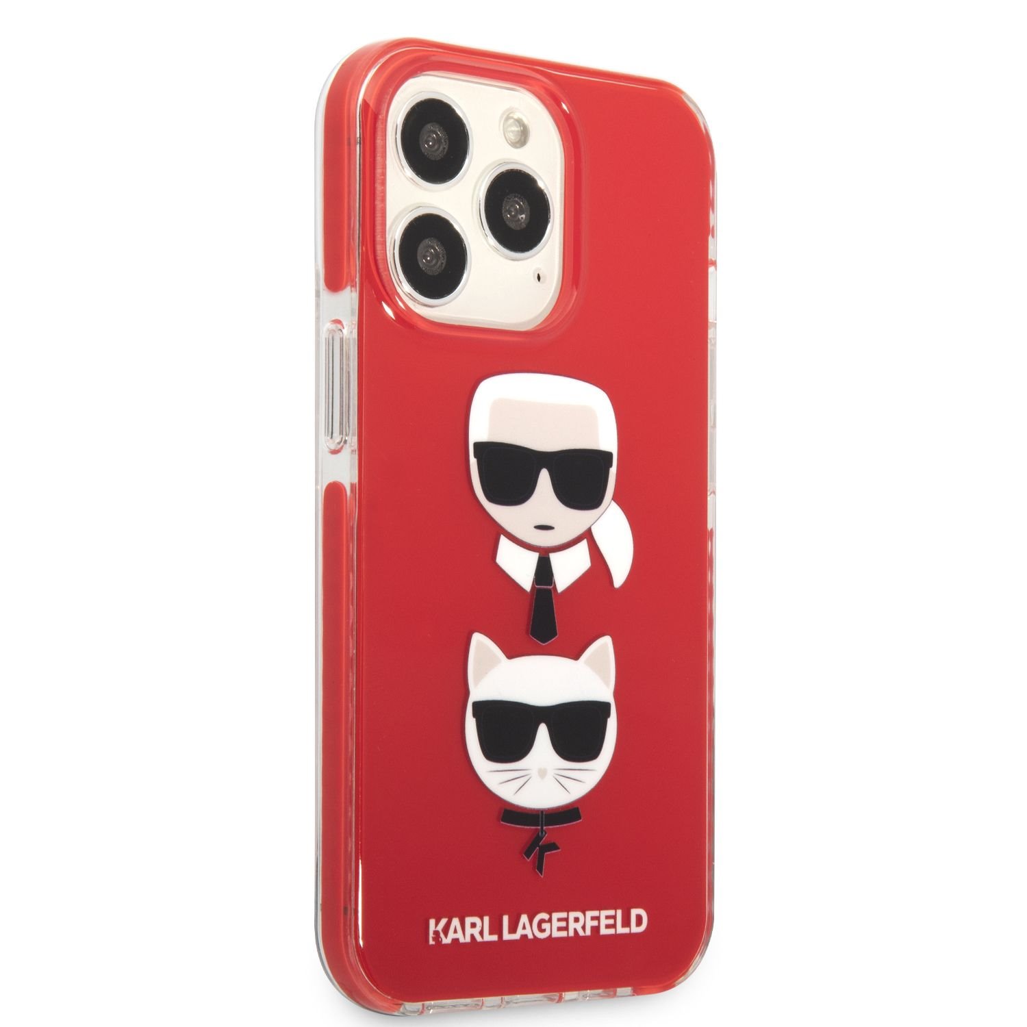 Zadní kryt Karl Lagerfeld TPE Karl and Choupette Heads pro Apple iPhone 13 Pro, červená