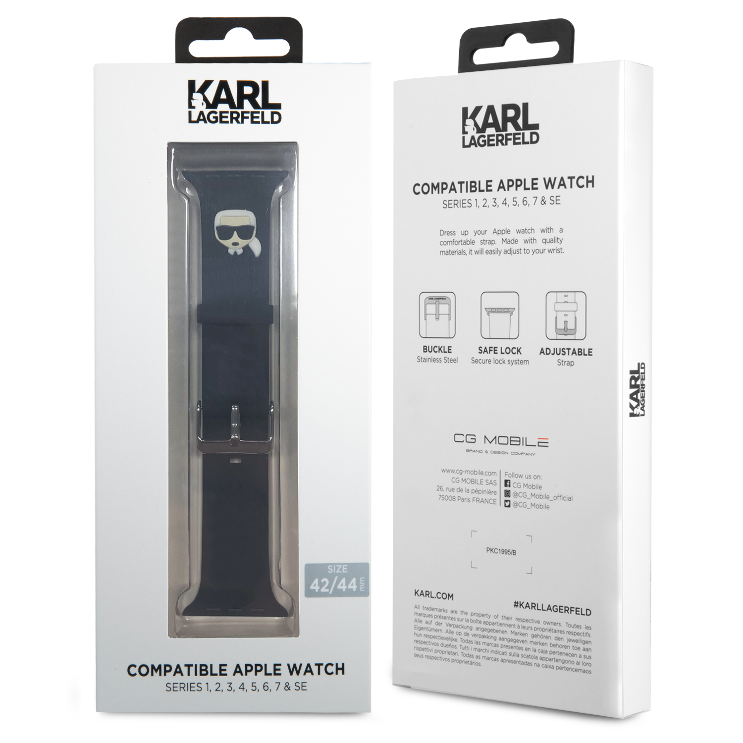 Řemínek Karl Lagerfeld Karl Head pro Apple Watch 42/44mm, černá