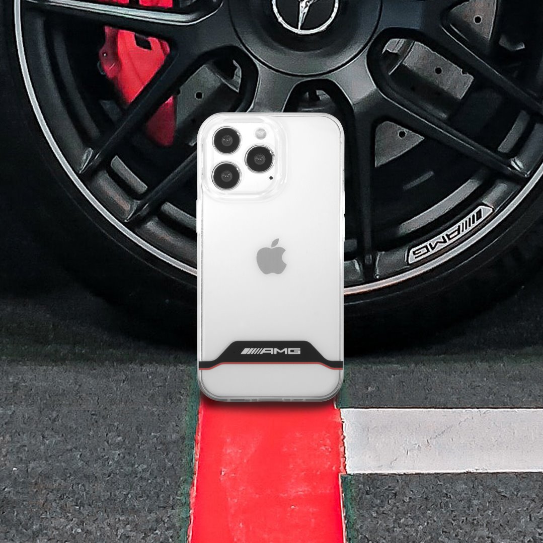 Zadní kryt AMG Stripes pro Apple iPhone 13, transparentní červená