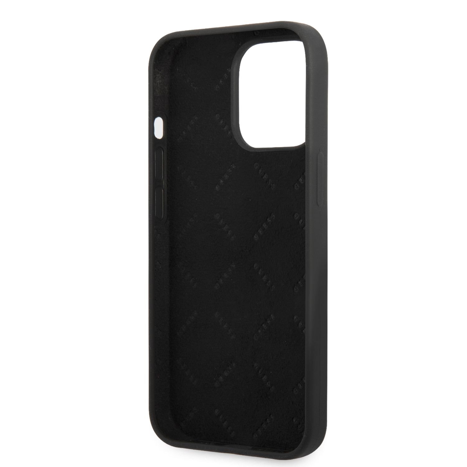 Zadní kryt Guess 4G Silicone Metal Logo pro Apple iPhone 13 Pro, černá