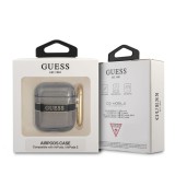 Silikonový kryt Guess Printed Stripe pro Airpods 1/2, černá