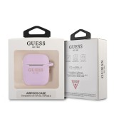 Silikonové pouzdro Guess 4G Charms pro Airpods 1/2, nachová 