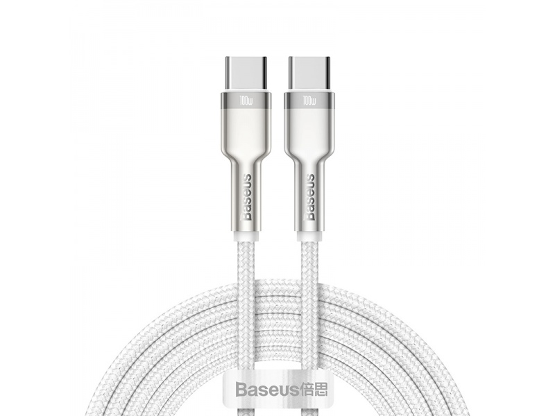 Datový kabel Baseus Cafule Series Metal Type-C/Type-C 100W 2m, bílá