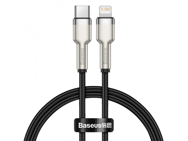 Datový kabel Baseus Cafule Series Metal Type-C/Lightning PD 20W 0.25m, černá