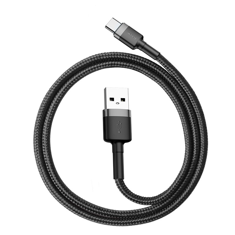 Datový kabel Baseus Cafule Cable USB for Type-C 3A 0.5M, šedá/černá