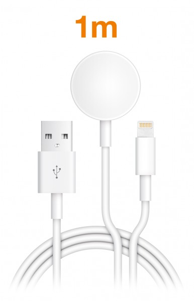 Nabíjecí kabel ALIGATOR 2v1 pro iPhone/iPad a Apple Watch, bílá